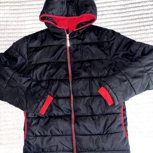 Faded Glory Size XXL (18) Kids Boys Puffer Jacket Coat Black Red Ski Winter Snow